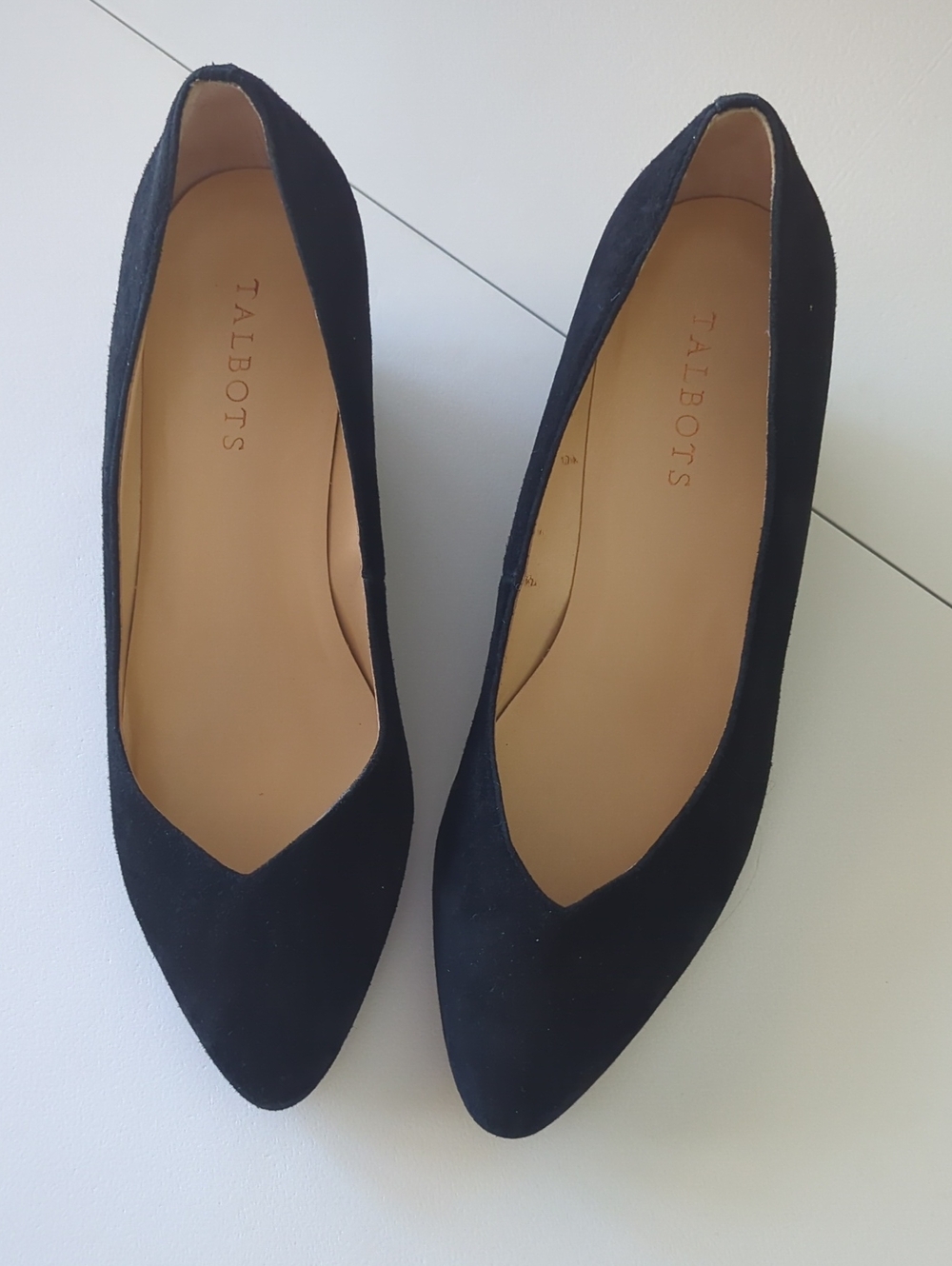 Talbots Black Pointed Toe Suede Wedges
